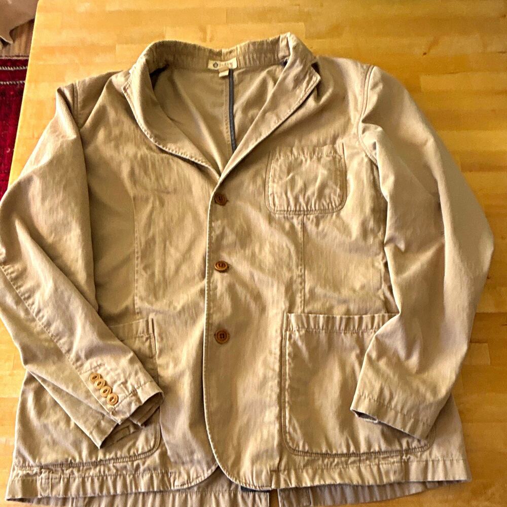 J.CREW Jacket Mens XL Beige Cotton Button Front